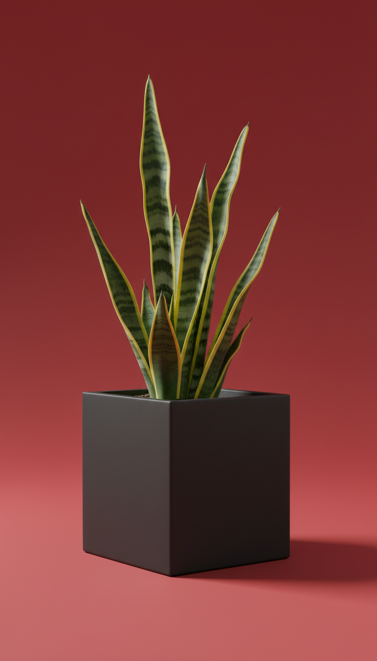 Snake Plant in Painted Ceramic